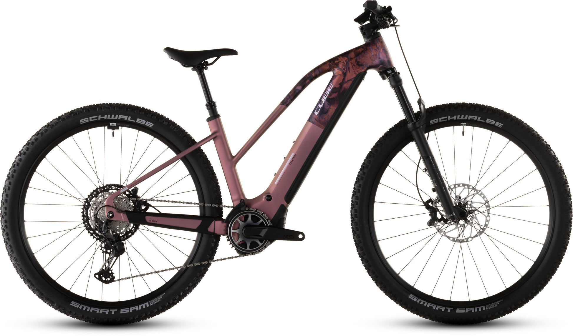 Produktbild: Cube Reaction Hybrid SLX 800 shiftblush´n´art, Seitenansicht (weißer Hintergrund)