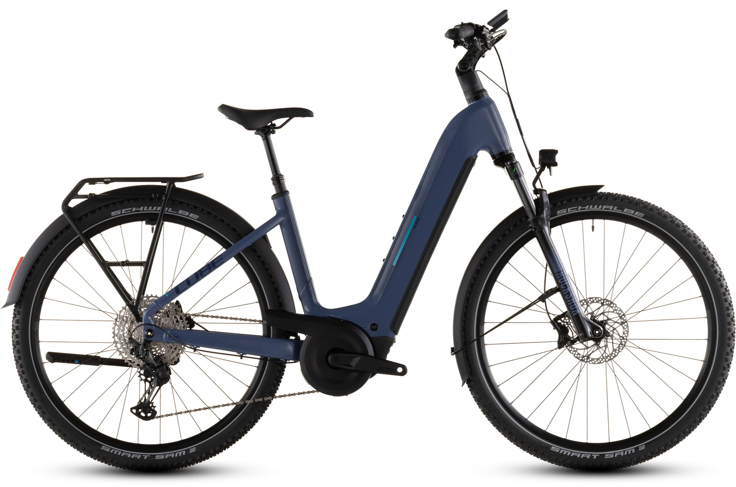 Produktbild: Cube Nuride Hybrid EXC 800 jeansblue´n´blue, Seitenansicht (weißer Hintergrund)