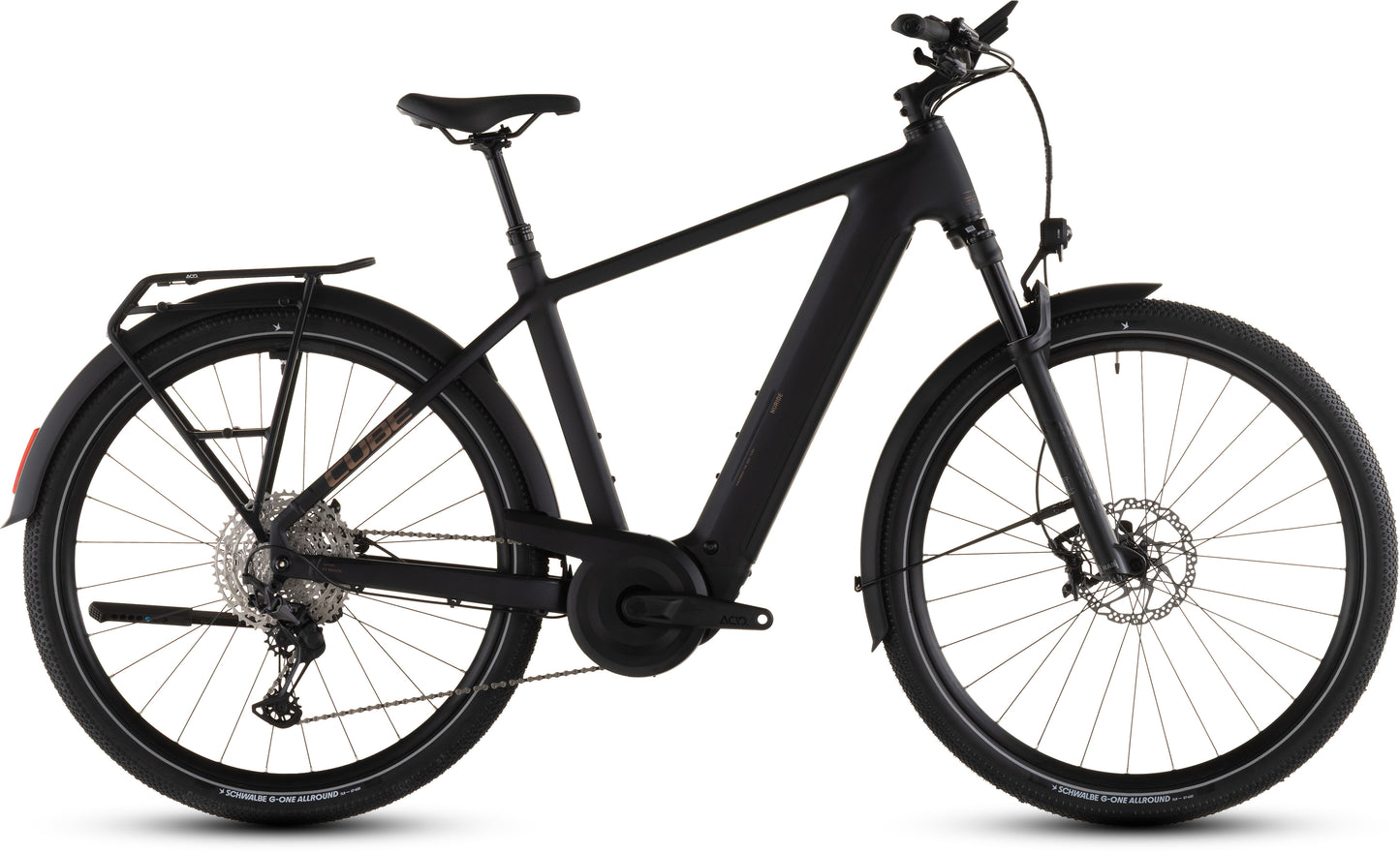Produktbild: Cube Nuride Hybrid SLX 800 black´n´gold, Seitenansicht (weißer Hintergrund)