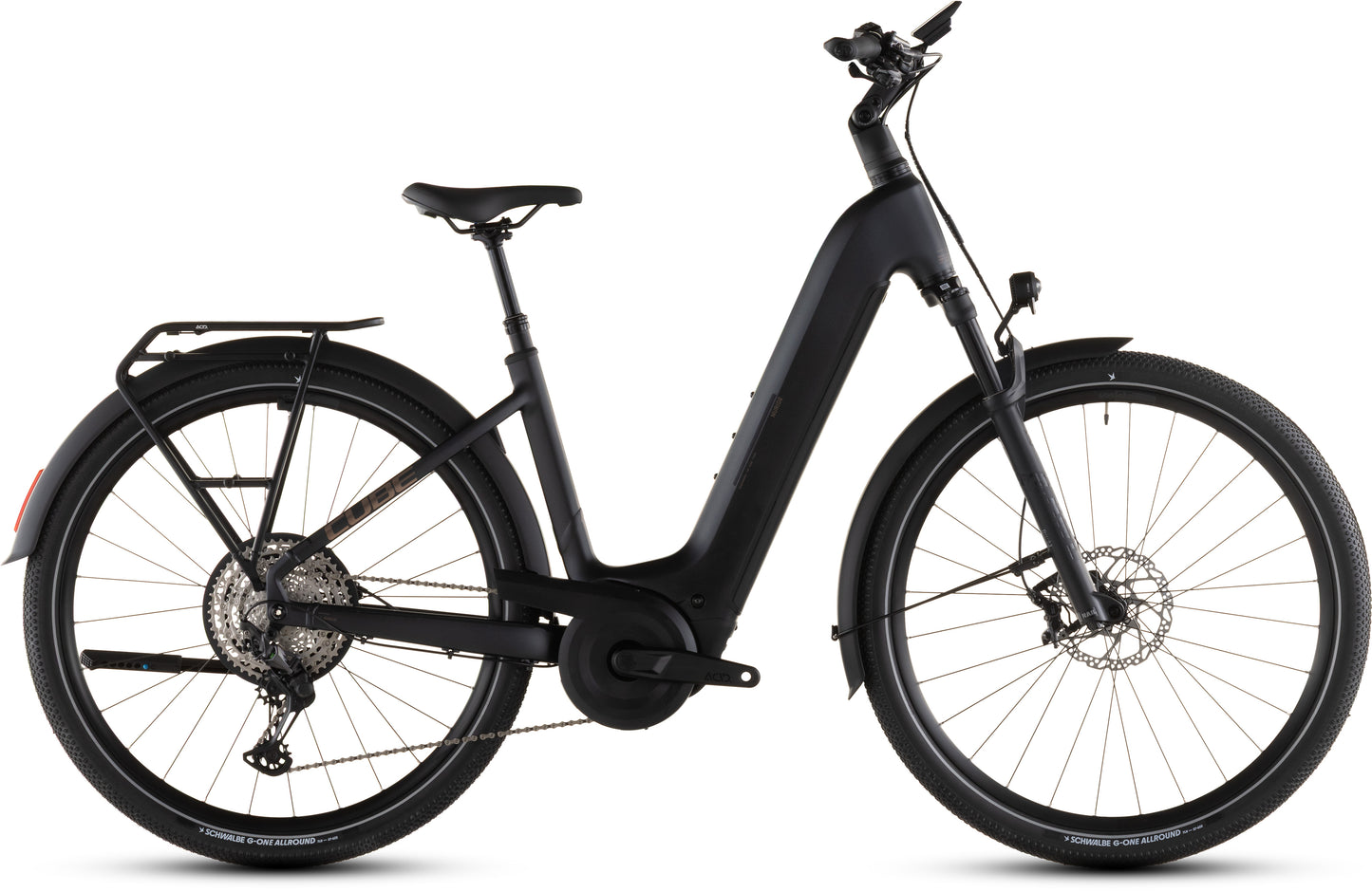 Produktbild: Cube Nuride Hybrid SLX 800 black´n´gold, Seitenansicht (weißer Hintergrund)