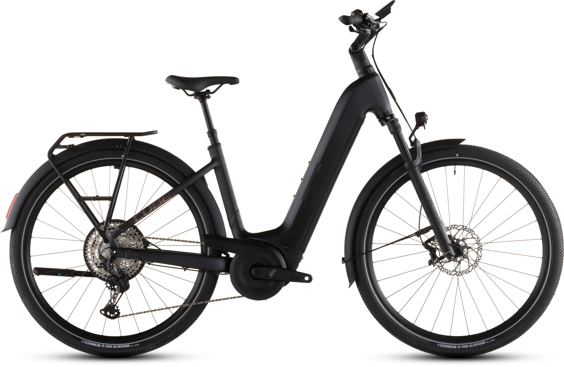 Produktbild: Cube Nuride Hybrid SLX 800 black´n´gold, Seitenansicht (weißer Hintergrund)
