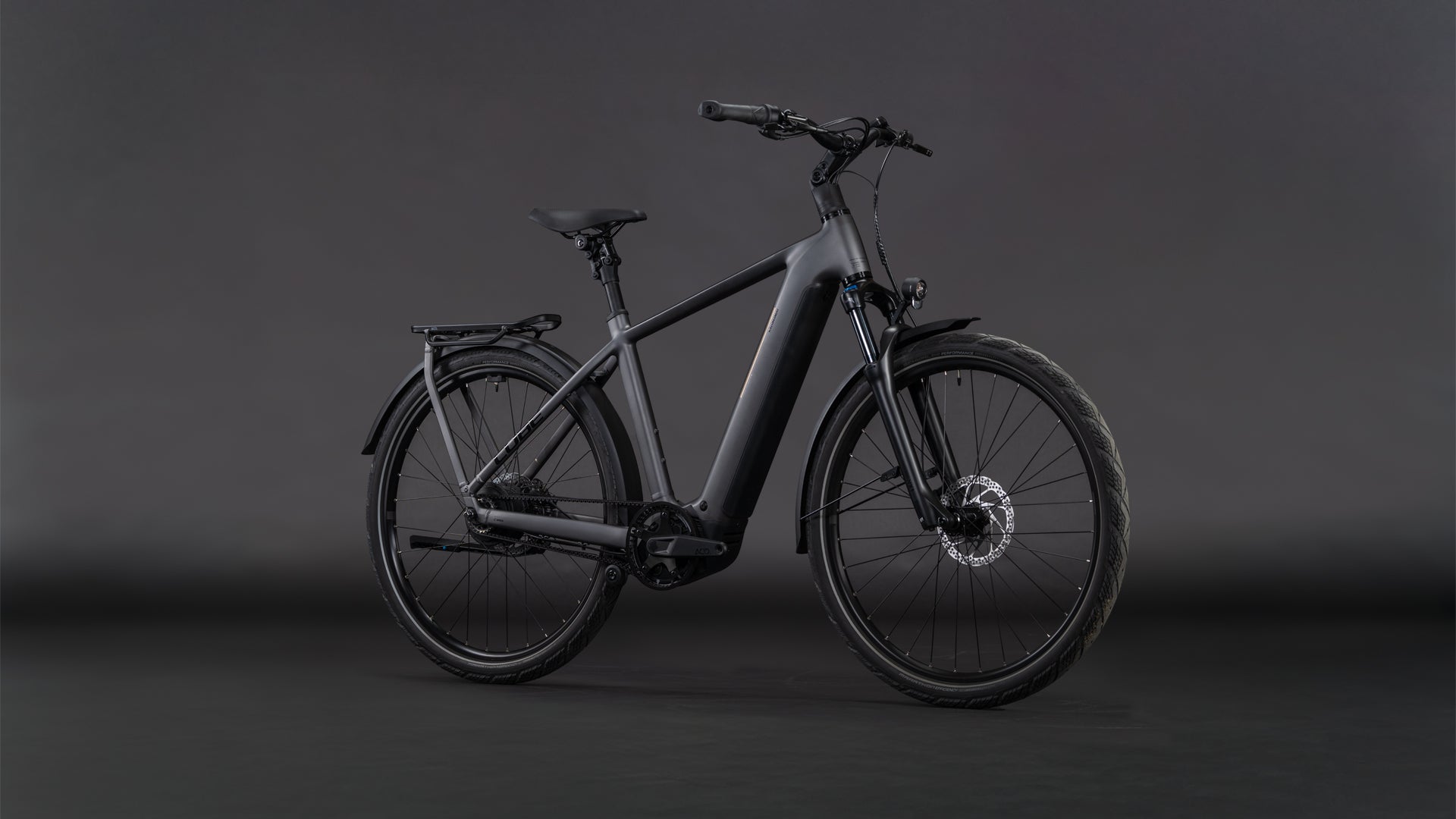 Produktbild: Cube Kathmandu Hybrid Comfort Pro 800 slabgrey´n´black, Schrägansicht (schwarzer Hintergrund)