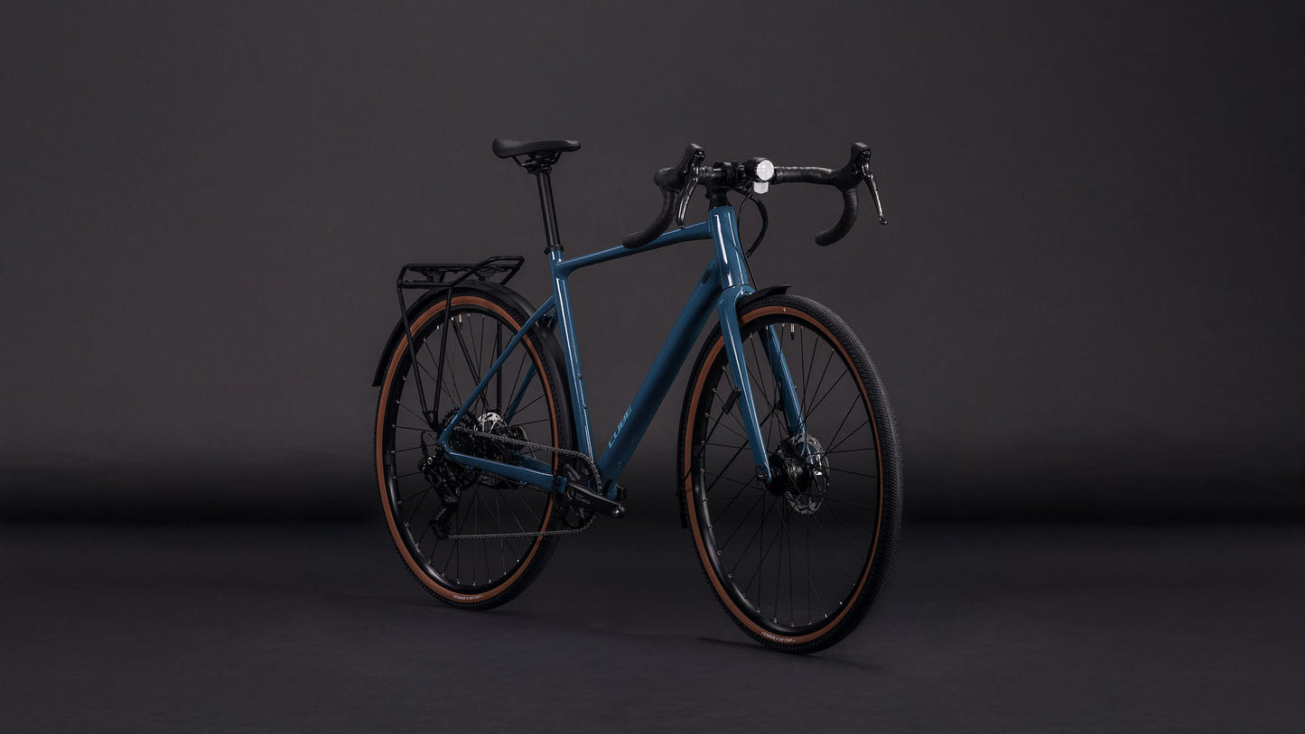 Produktbild: Cube Nuroad ONE FE grovegreen´n´black, Schrägansicht (schwarzer Hintergrund)