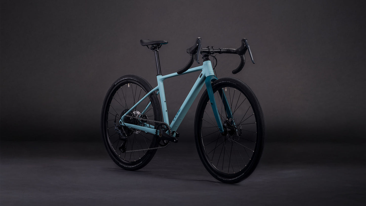 Produktbild: Cube Nuroad Rookie Pro tealgrey´n´teal, Schrägansicht (schwarzer Hintergrund)