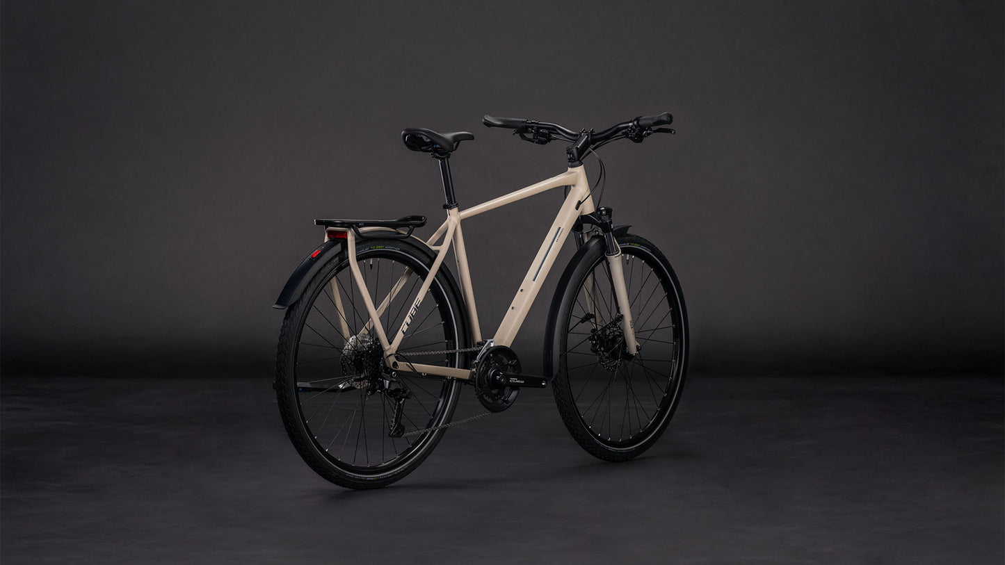 Produktbild: Cube Kathmandu ONE oatgrey´n´grey, Schrägansicht (schwarzer Hintergrund)