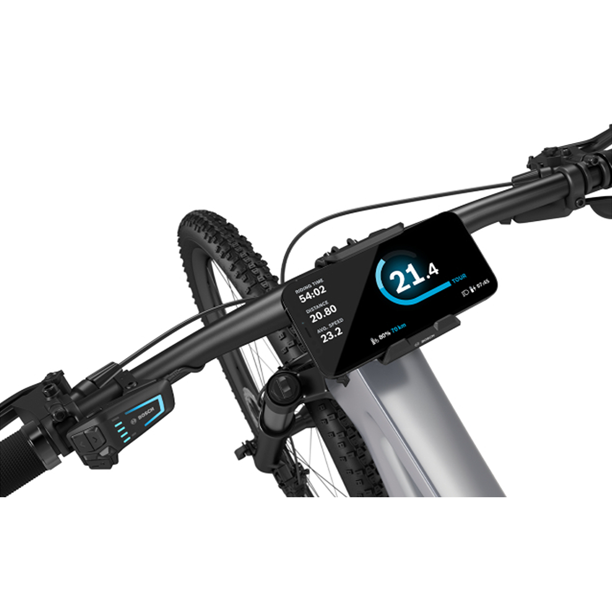 SmartphoneGrip von Bosch auf dem Fahrradlenker