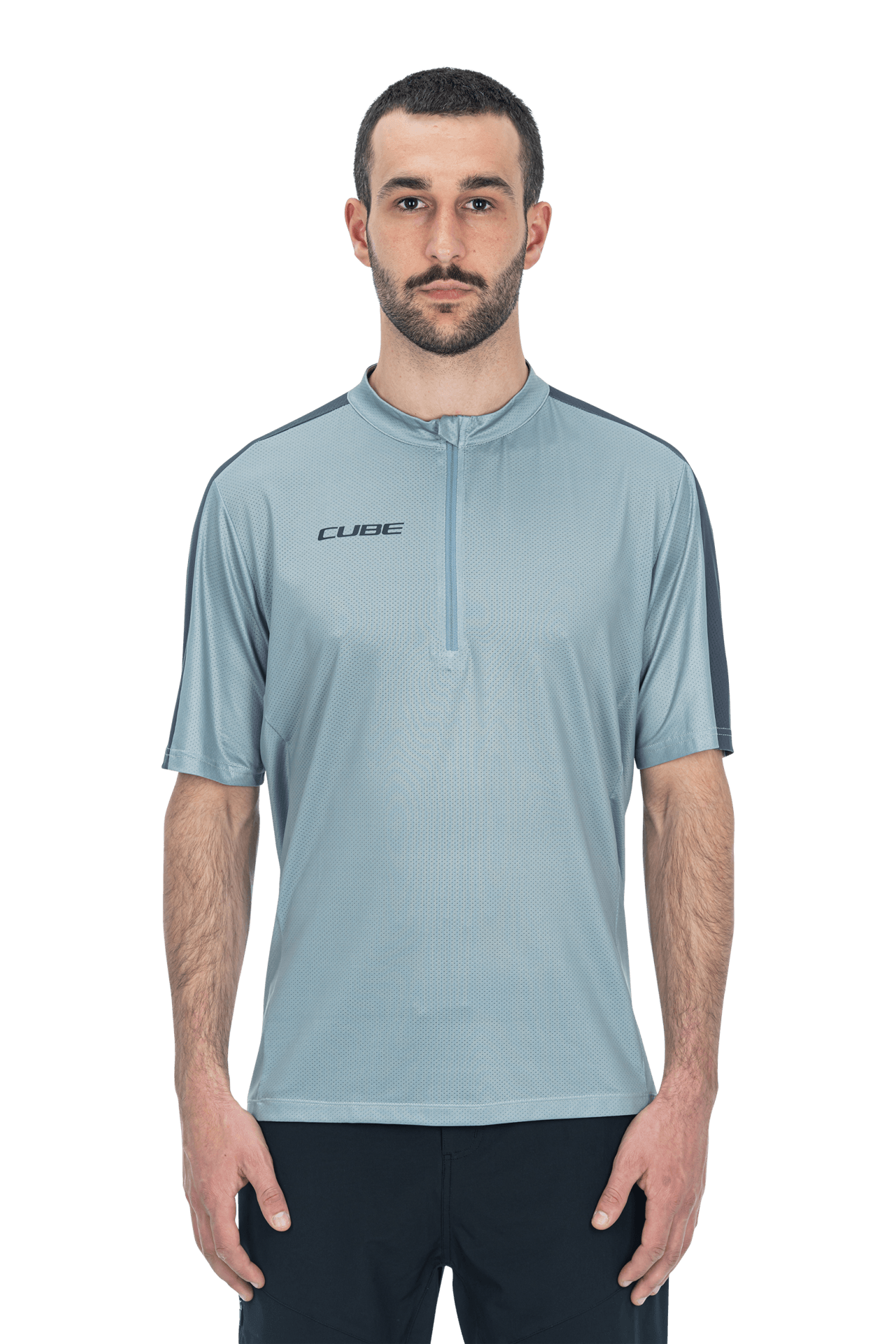 CUBE ATX Trikot Half Zip CMPT kurzarm grey L