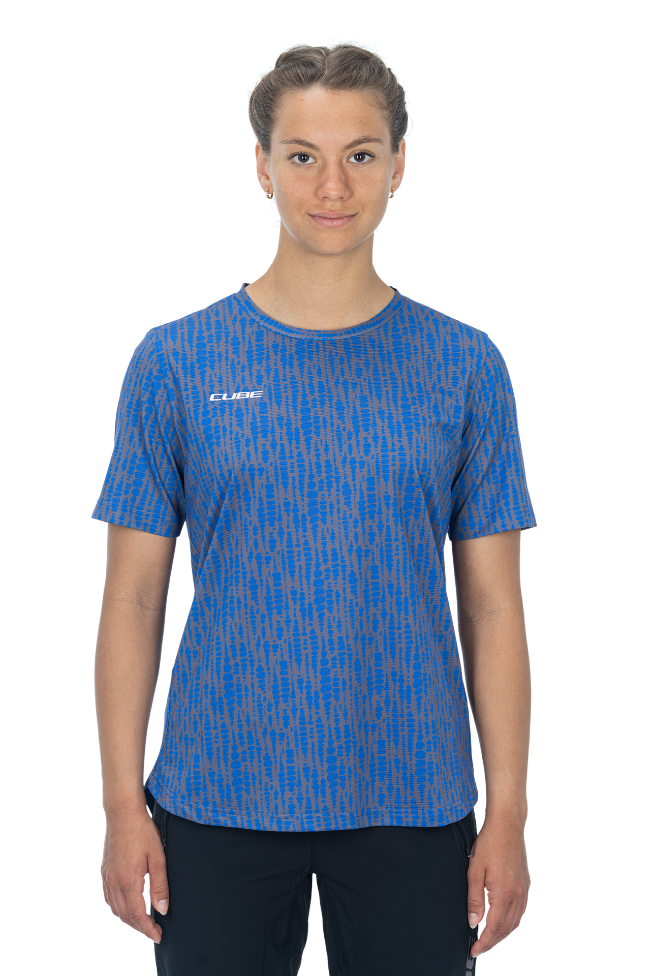 CUBE ATX WS Rundhalstrikot kurzarm violet pattern L (40)