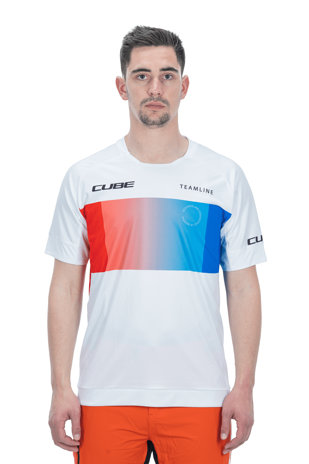 CUBE TEAMLINE Rundhalstrikot kurzarm white´n´blue´n´red L