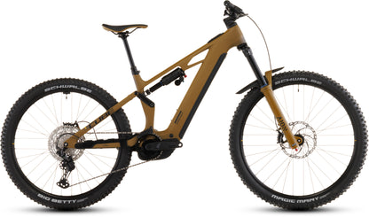 Das CUBE Stereo Hybrid ONE77 HPC Race 800 willowgreen'n'black 2026 ist ein vollgefedertes E-Mountainbike mit Bosch CX-Motor, Shimano XT 12-Gang, schwarzen Komponenten, Schwalbe-Reifen und hinterem Stoßdämpfer.