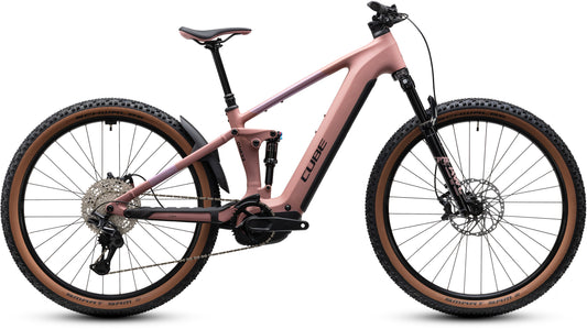 CUBE Stereo Hybrid ONE22 SLX 800 E-Mountainbike Fully 2027 in ruby und black, Seitenansicht