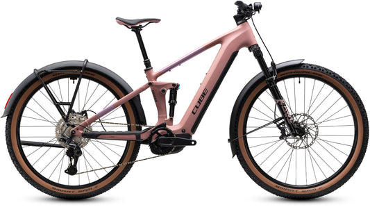 CUBE Stereo Hybrid ONE22 SLX 800 FE E-Mountainbike Fully 2027 in ruby und black, Seitenansicht