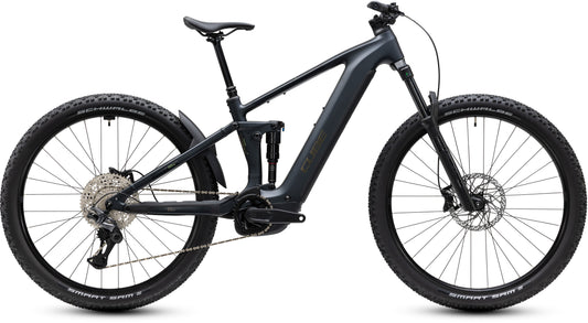 CUBE Stereo Hybrid ONE44 Pro 800 E-Mountainbike Fully 2027 in coal und black, Seitenansicht
