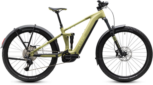 CUBE Stereo Hybrid ONE44 Pro 800 FE E-Mountainbike Fully 2027 in softwillow und green, Seitenansicht
