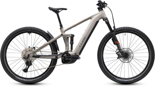 CUBE Stereo Hybrid ONE44 SLX 800 E-Mountainbike Fully 2027 in oatgrey und grey, Seitenansicht