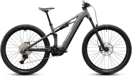 CUBE Stereo Hybrid ONE44 HPC Pro 800 E-Mountainbike Fully 2027 in oldgrey und black, Seitenansicht