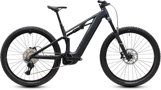 CUBE Stereo Hybrid ONE44 HPC Race 800 E-Mountainbike Fully 2027 in coal und green, Seitenansicht