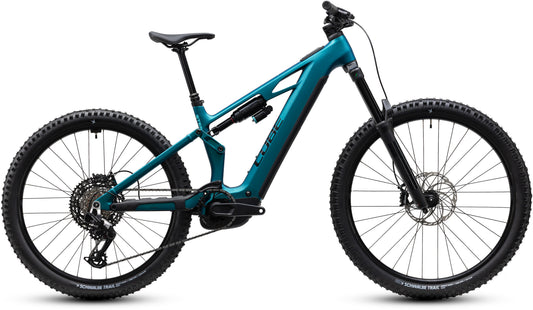 CUBE Stereo Hybrid ONE77 HPC Race 800 E-Mountainbike Fully 2027 in metallicpetrol und black, Seitenansicht