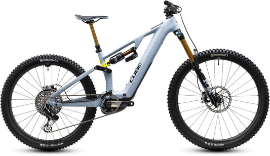 CUBE AMS Hybrid 177 C:62 Super TM 600x E-Mountainbike Fully 2027 in artichoke und lime, Seitenansicht