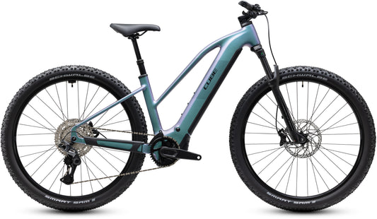 CUBE Reaction Hybrid Pro 800 Trapeze E-Mountainbike Hardtail 2027 in polarlight und black, Seitenansicht