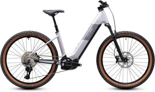 CUBE Reaction Hybrid Pro 800 Easy Entry E-Mountainbike Hardtail 2027 in lilacbreeze und prizm, Seitenansicht