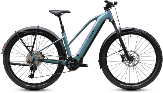 CUBE Reaction Hybrid Pro 800 FE Trapeze E-Mountainbike Hardtail 2027 in polarlight und black, Seitenansicht