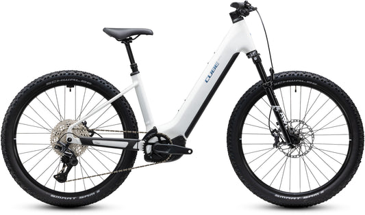 CUBE Reaction Hybrid Race 800 Easy Entry E-Mountainbike Hardtail 2027 in snow und black, Seitenansicht