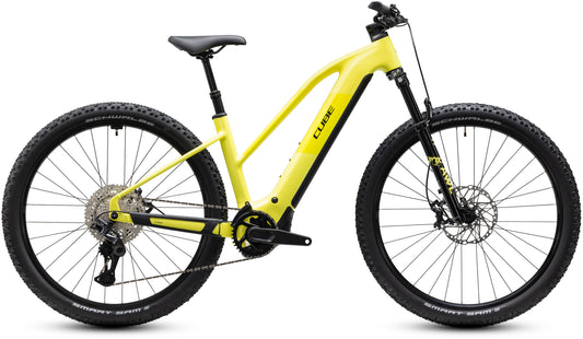 CUBE Reaction Hybrid Race 800 Trapeze E-Mountainbike Hardtail 2027 in bananasplit und black, Seitenansicht