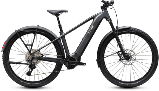 CUBE Reaction Hybrid Race 800 FE E-Mountainbike Hardtail 2027 in slabgrey und chrome, Seitenansicht