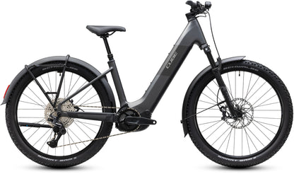 CUBE Reaction Hybrid Race 800 FE Easy Entry E-Mountainbike Hardtail 2027 in slabgrey und chrome, Seitenansicht