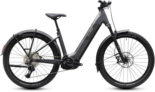 CUBE Reaction Hybrid Race 800 FE Easy Entry E-Mountainbike Hardtail 2027 in slabgrey und chrome, Seitenansicht