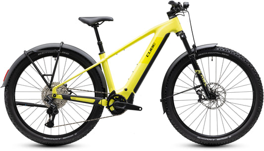 CUBE Reaction Hybrid Race 800 FE E-Mountainbike Hardtail 2027 in bananasplit und black, Seitenansicht