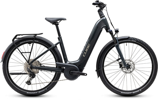 CUBE Nuride Hybrid Performance 720 Easy Entry E-Trekkingrad 2027 in shadowgrey und grey, Seitenansicht
