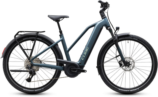 CUBE Nuride Hybrid Pro 800 Trapeze E-Trekkingrad 2027 in deepteal und blue, Seitenansicht