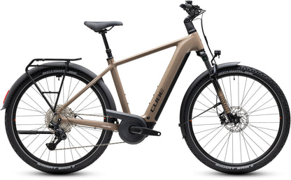 CUBE Nuride Hybrid Pro 800 E-Trekkingrad 2027 in cappuccino und black, Seitenansicht