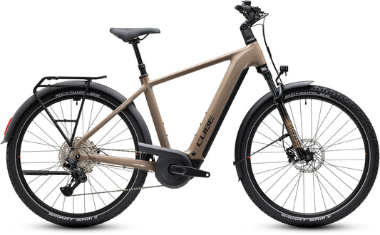 CUBE Nuride Hybrid Pro 800 E-Trekkingrad 2027 in cappuccino und black, Seitenansicht