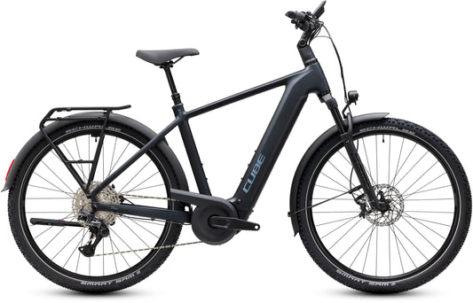 CUBE Nuride Hybrid EXC 800 E-Trekkingrad 2027 in coal und chrome, Seitenansicht