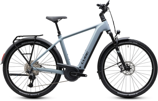 CUBE Nuride Hybrid EXC 800 E-Trekkingrad 2027 in seagrey und black, Seitenansicht