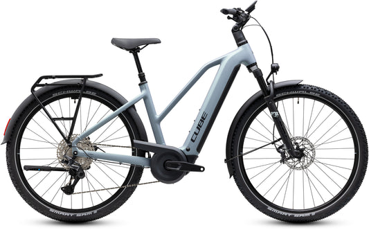 CUBE Nuride Hybrid EXC 800 Trapeze E-Trekkingrad 2027 in seagrey und black, Seitenansicht