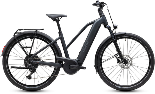 CUBE Touring Hybrid ONE 600 Trapeze E-Trekkingrad 2027 in grey und coolgrey, Seitenansicht