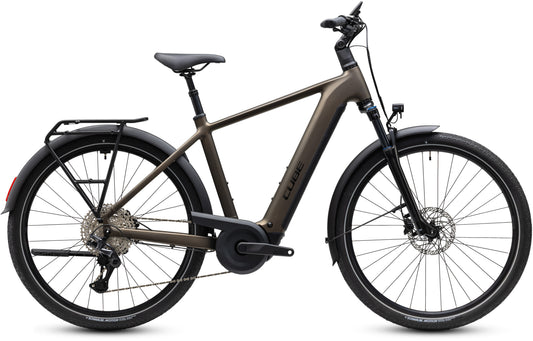 CUBE Touring Hybrid Pro 800 E-Trekkingrad 2027 in metallicumbra und black, Seitenansicht