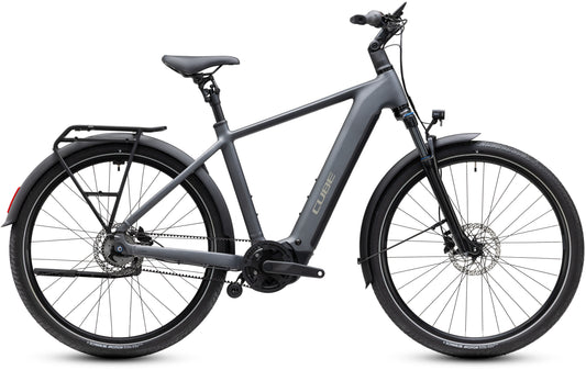 CUBE Touring Hybrid Deluxe SLX 800 E-Trekkingrad 2027 in slabgrey und chrome, Seitenansicht