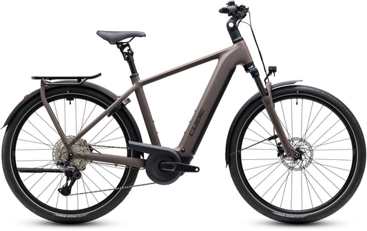 CUBE Kathmandu Hybrid ONE 800 E-Trekkingrad 2027 in cedar und chrome, Seitenansicht
