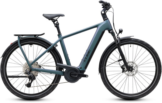 CUBE Kathmandu Hybrid Pro 800 E-Trekkingrad 2027 in smaragdgrey und black, Seitenansicht