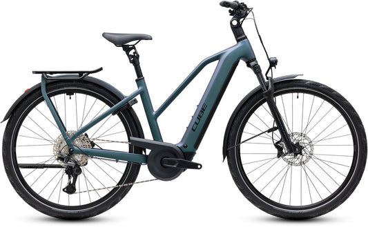 CUBE Kathmandu Hybrid Pro 800 Trapeze E-Trekkingrad 2027 in smaragdgrey und black, Seitenansicht