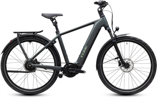 CUBE Kathmandu Hybrid Deluxe Pro 800 E-Trekkingrad 2027 in blackforest und chrome, Seitenansicht