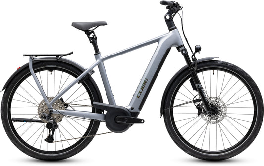 CUBE Kathmandu Hybrid EXC 800 E-Trekkingrad 2027 in slategrey und chrome, Seitenansicht
