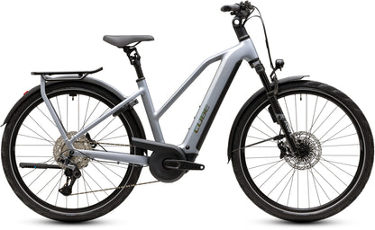 CUBE Kathmandu Hybrid EXC 800 Trapeze E-Trekkingrad 2027 in slategrey und chrome, Seitenansicht