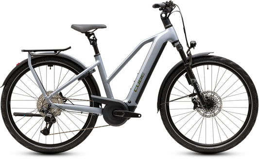 CUBE Kathmandu Hybrid EXC 800 Trapeze E-Trekkingrad 2027 in slategrey und chrome, Seitenansicht