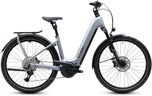 CUBE Kathmandu Hybrid EXC 800 Easy Entry E-Trekkingrad 2027 in slategrey und chrome, Seitenansicht